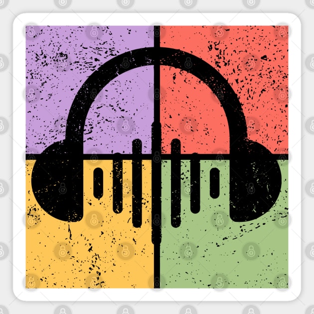 Music Lover's Pop Art Design - Retro Headphones Magnet by TuncGK